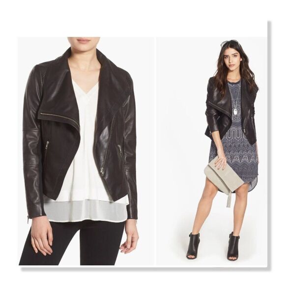 🌹 Trouvé 🌹 Drape Front Leather Jacket - [Small, Black] - Picture 1 of 14
